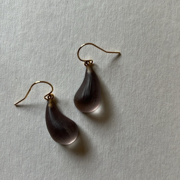 Alexis Bittar Rose Grey Lucite Dewdrop Earrings with Pouch! - Picture 6 of 11